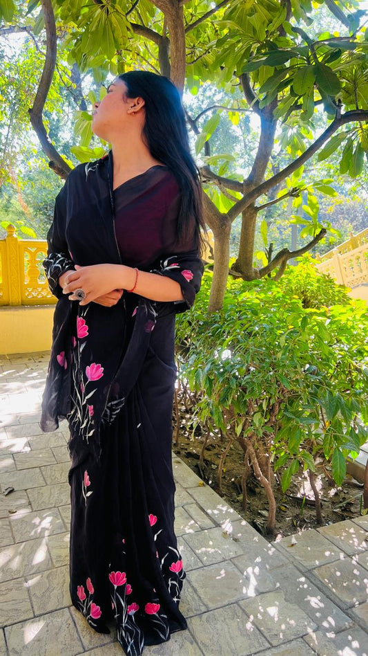 GULMOHAR HANDPAINTED SAREE