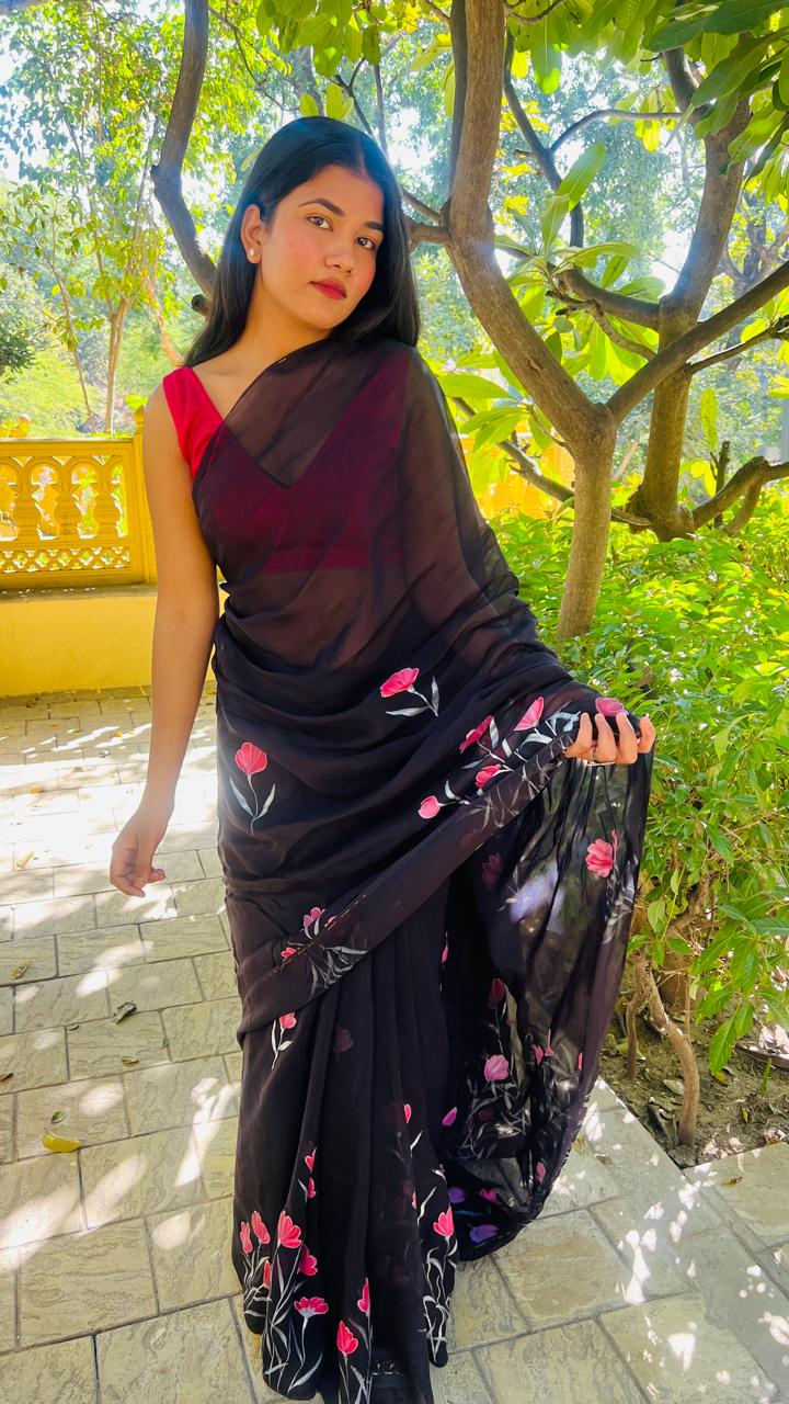 GULMOHAR HANDPAINTED SAREE
