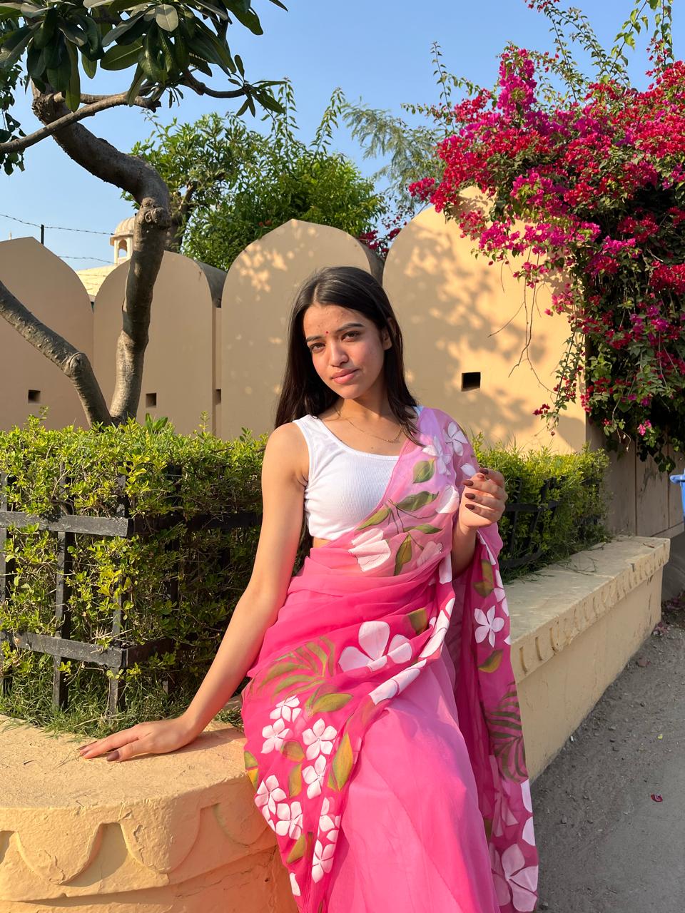 LOTUS HANDPAINTED SAREE