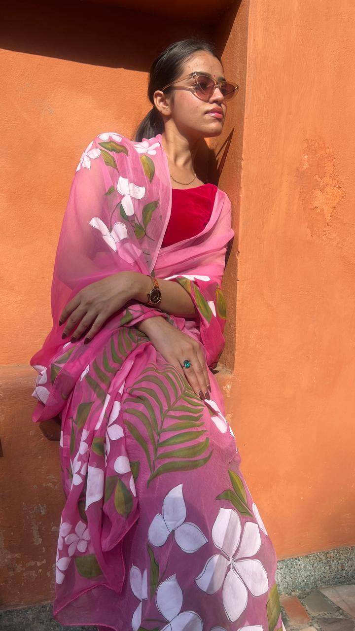 LOTUS HANDPAINTED SAREE