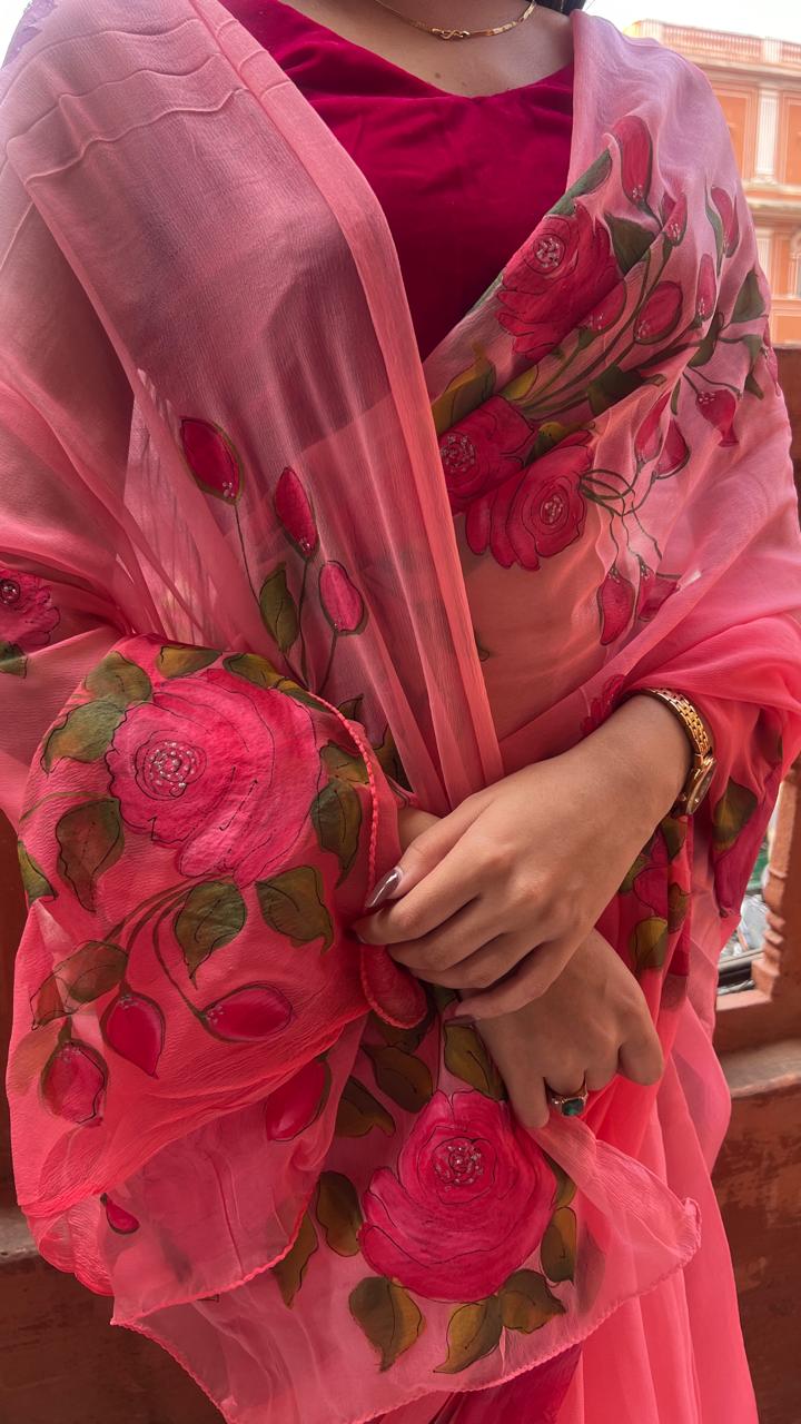 RANGREZ HANDPAINTED SAREE