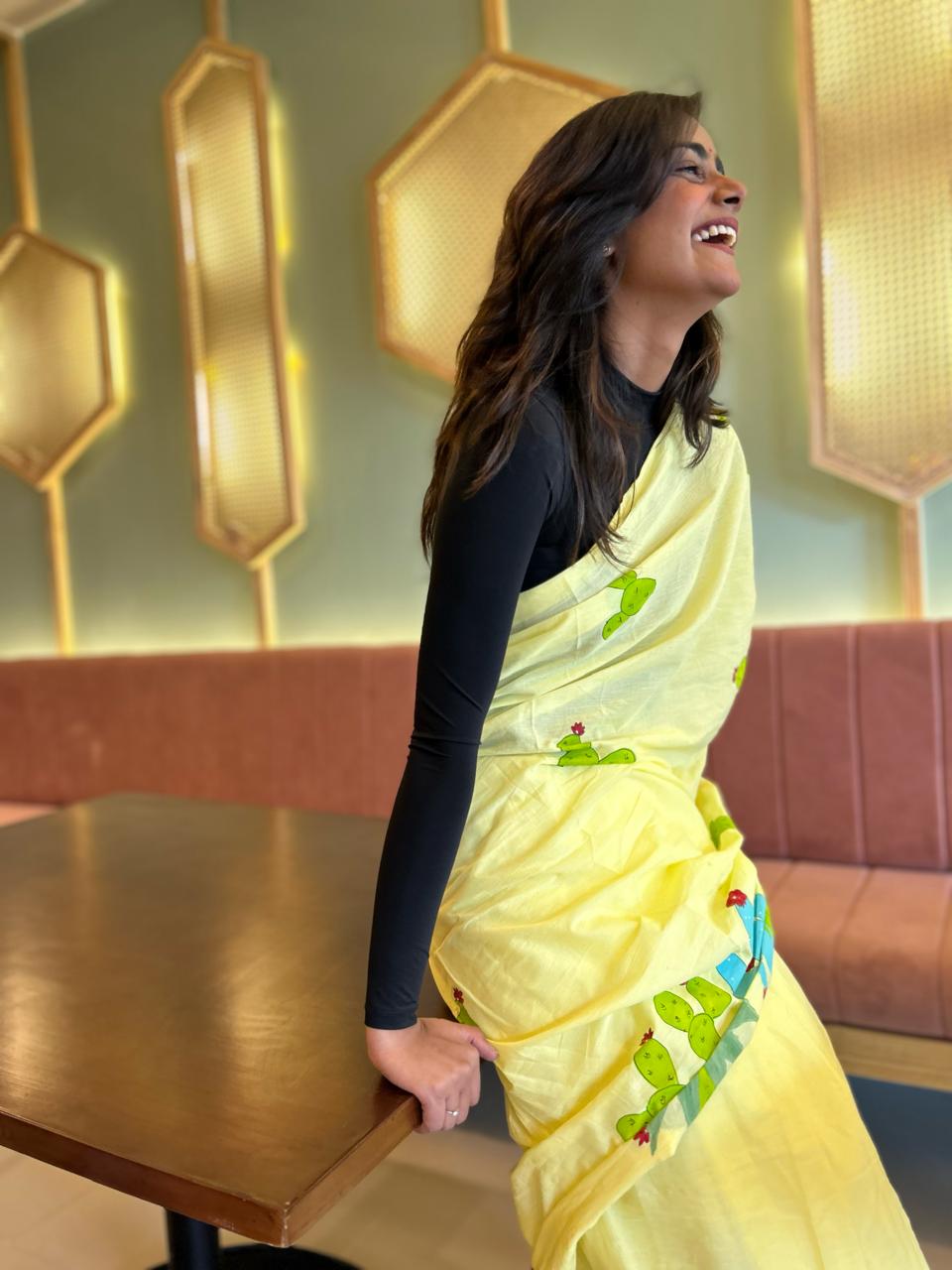 BLUSH HANDPAINTED SAREE
